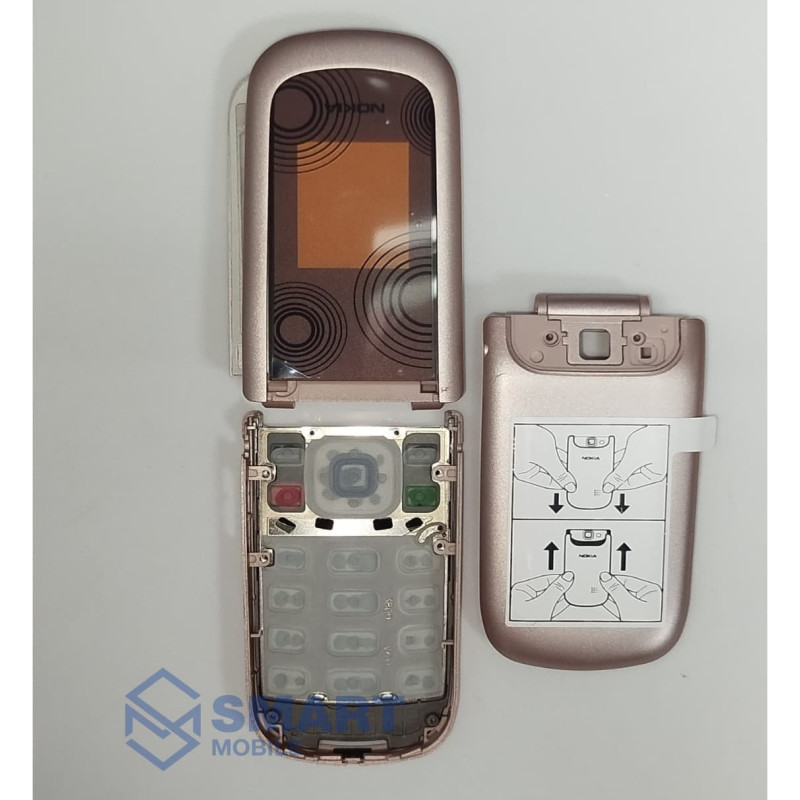 Корпус для Nokia 3710 + средняя часть + клавиатура (англ./рус.) (розовый)