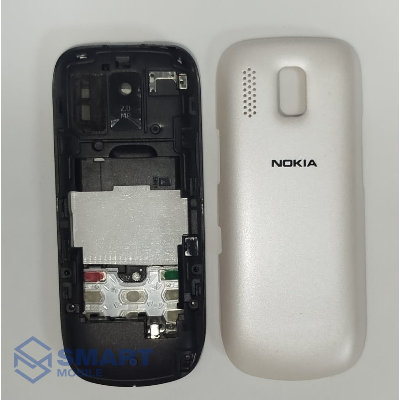 Корпус для Nokia 202 (черный/белый)