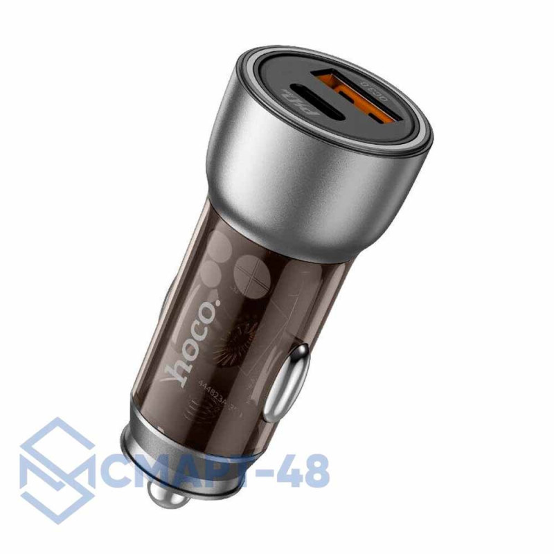 Автозарядка с PD 43W (USB-C) + QC 3.0 (3000 mAh) Hoco NZ8 (коричневый)