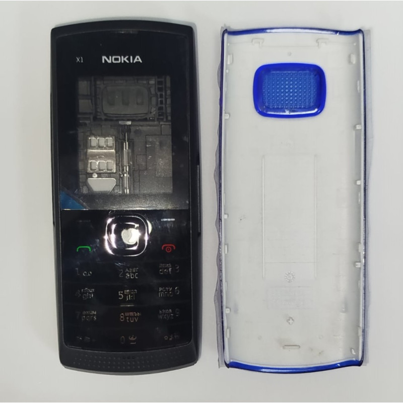 Корпус для Nokia X1-00 + средняя часть + клавиатура (синий)