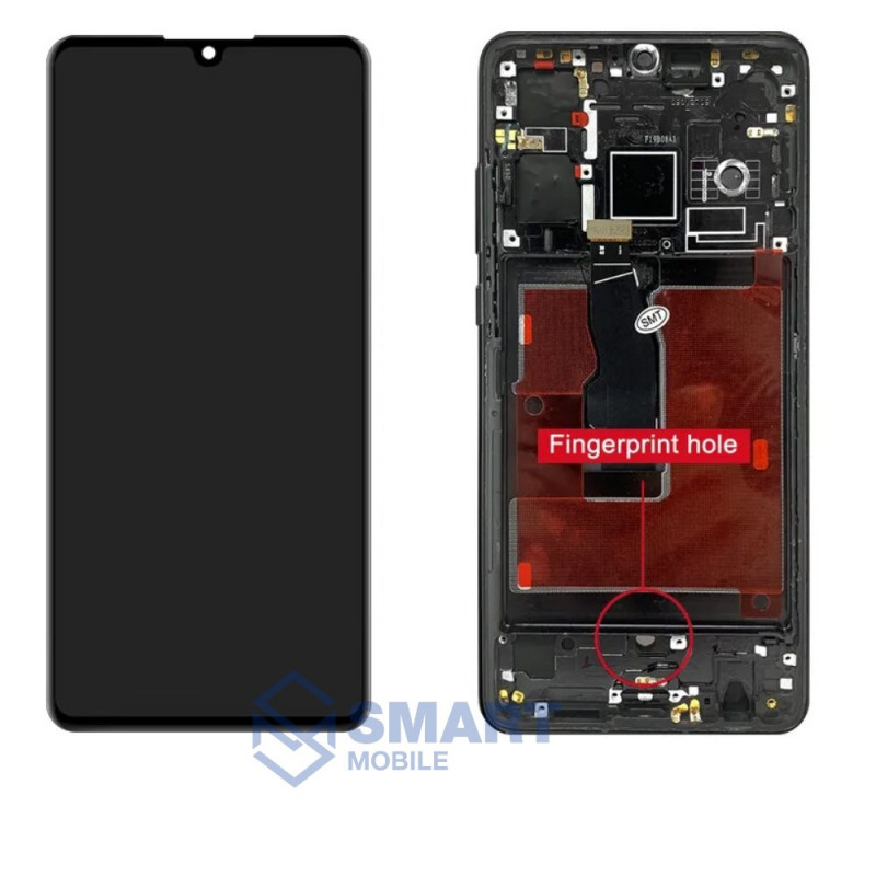 Дисплей для Huawei P30 + тачскрин в рамке (черный) сервисный 100%