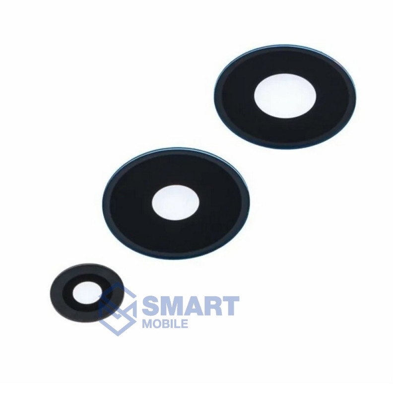 Стекло камеры для Xiaomi Redmi Note 13 Pro 4G (черный) (комплект 3шт)