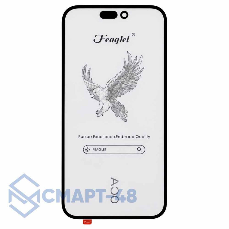 Стекло для переклейки iPhone 14 Pro Max + OCA (черный) Премиум (Feaglet)