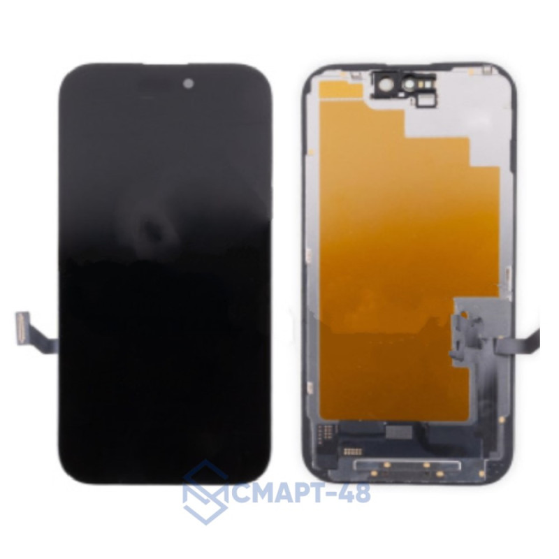 Дисплей для iPhone 15 + тачскрин в рамке (черный) (Hard OLED) Премиум FHD площадка под IC