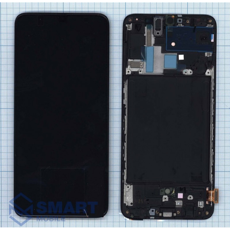 Дисплей для Samsung Galaxy A705F A70 + тачскрин в рамке (черный) (OLED) полноразмерный