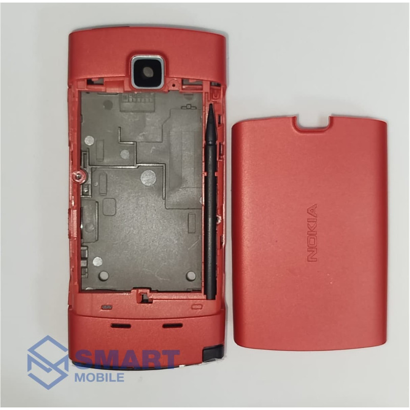 Корпус для Nokia 5250 + средняя часть + клавиатура + стилус (красный)