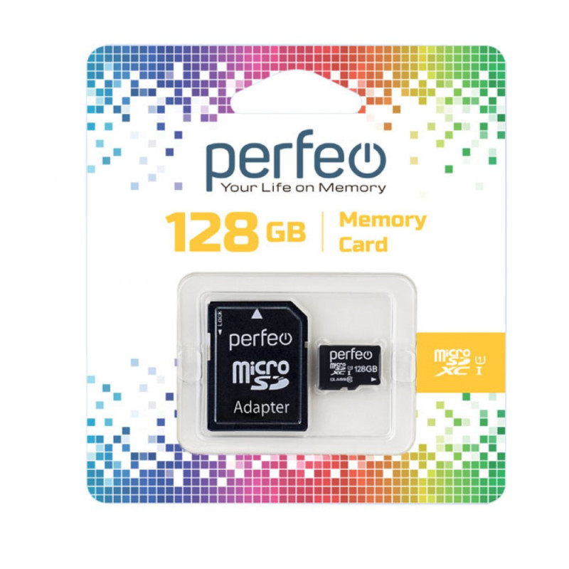 Карта памяти 128Gb microSD Perfeo Class UHS-I (PF128GMCSX10U1)