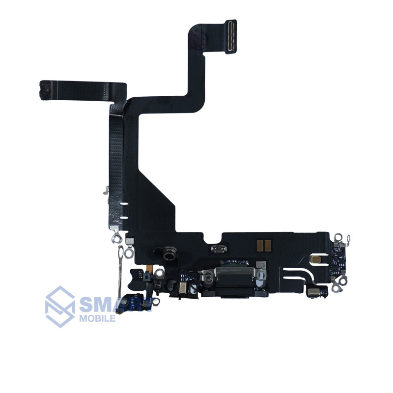 Шлейф для iPhone 14 Pro + разъем зарядки + микрофон (черный) 100% снятый