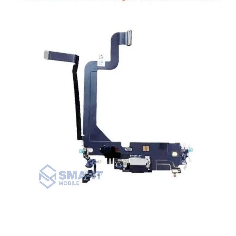 Шлейф для iPhone 14 Pro Max + разъем зарядки + микрофон (черный) 100% снятый
