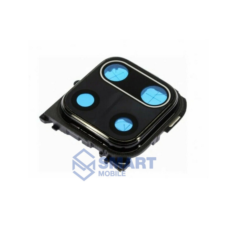 Стекло камеры для Xiaomi Redmi Note 9 Pro + рамка (черный)