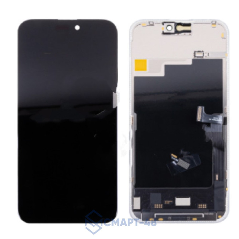 Дисплей для iPhone 15 Pro Max + тачскрин в рамке (черный) (Soft OLED) площадка под IC