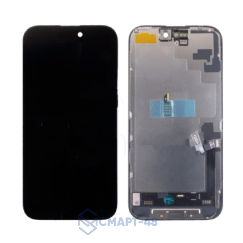 Дисплей для iPhone 16 + тачскрин в рамке (черный) (Soft OLED) DD площадка под IC