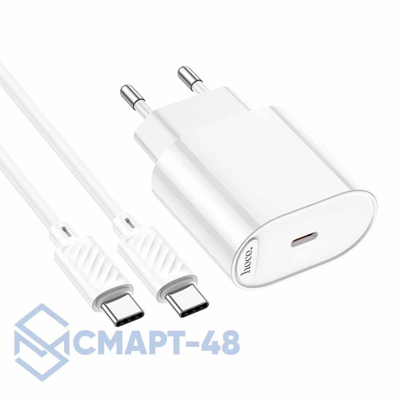 СЗУ с PD 20W (USB-C) Hoco C109A + кабель Type-C - Type-C (белый)