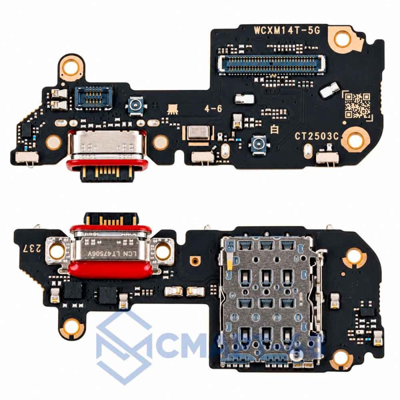 Шлейф для Xiaomi 14T + разъем зарядки + считыватель сим + микрофон