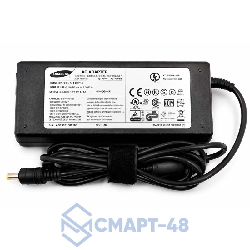 СЗУ Блок питания для ноутбука Samsung 19V 4.74A (5.5x3.0мм с иглой) 90W