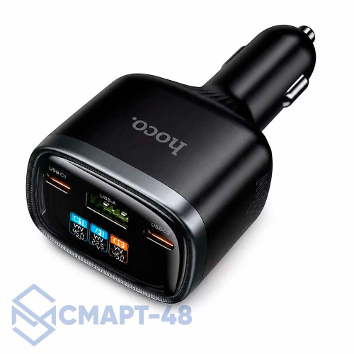 Автозарядка с PD 93W (2 USB-C) + (USB) QC 3.0 (3000 mAh) Hoco Z70 LCD (черный)