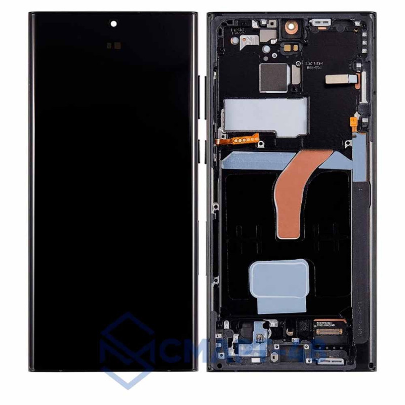 Дисплей для Samsung Galaxy S908 S22 Ultra + тачскрин в рамке (черный) (Soft OLED) полноразмерный