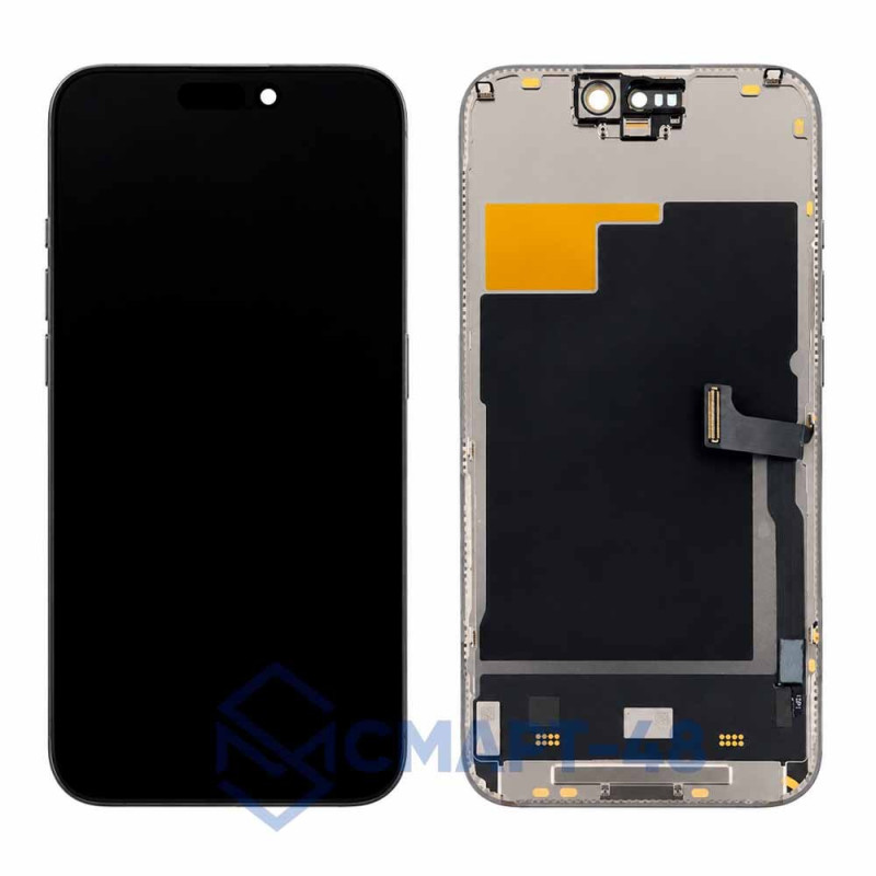 Дисплей для iPhone 15 Pro + тачскрин в рамке (черный) (Soft OLED) JCID с верификацией (без ошибки) 120 Гц