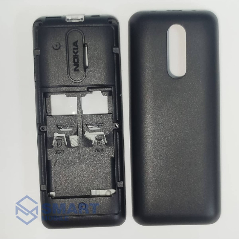 Корпус для Nokia 107 + средняя часть + клавиатура (черный)