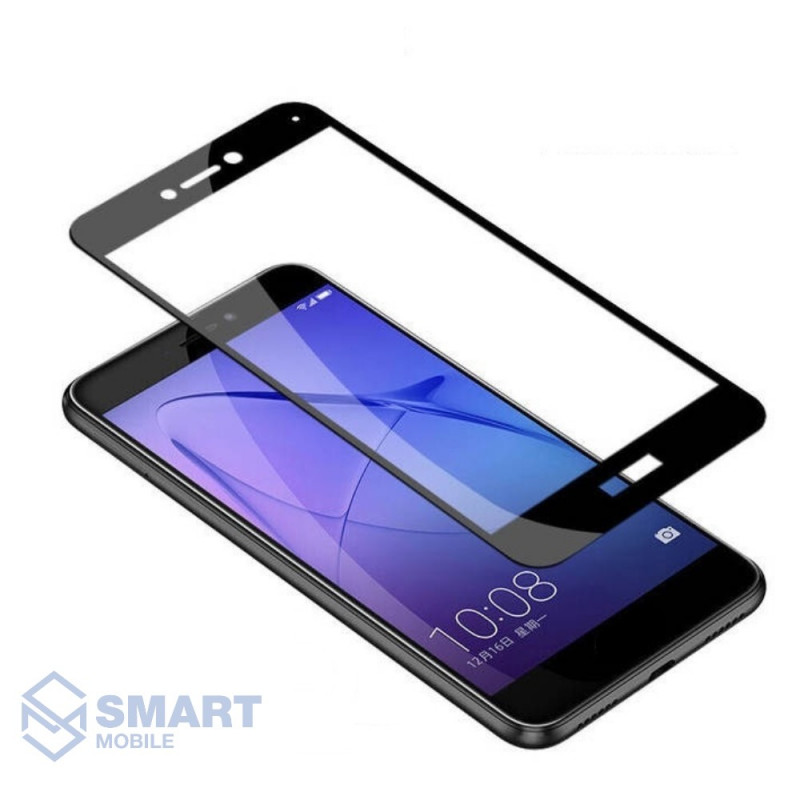 Защитное стекло для Huawei Honor 8 Lite/Huawei P8 Lite (2017)/Huawei Nova Lite (2016) (черный) (полное покрытие) (тех. пак.)
