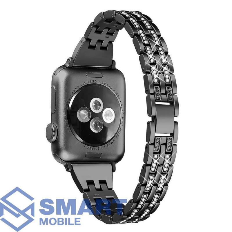 Ремешок для Apple Watch металлический со стразами 38/40мм (черный)