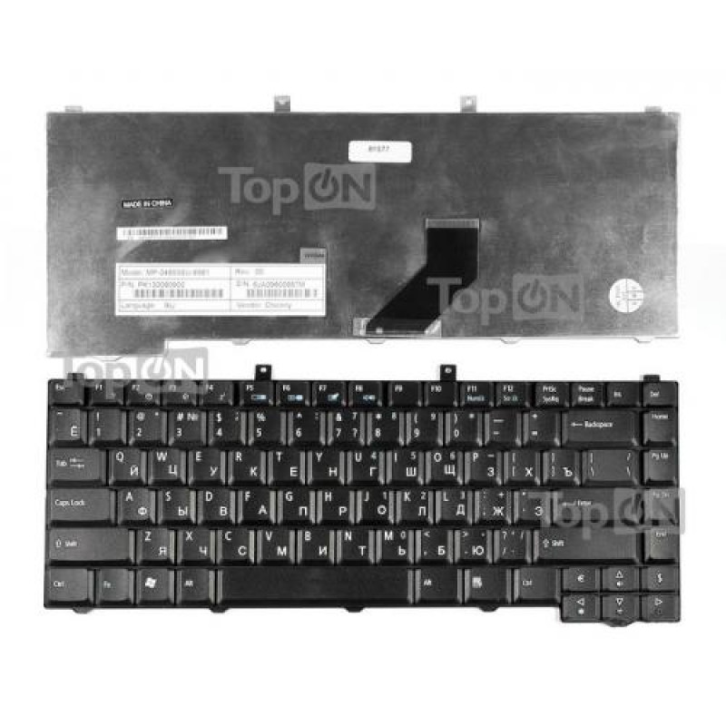 Клавиатура для ноутбука Acer Aspire 3100, 3650, 3690, 5100, 5110, 5680, 9110 Series. Г-образный Enter. Черная, без рамки. PN: MP-04653U4-6983