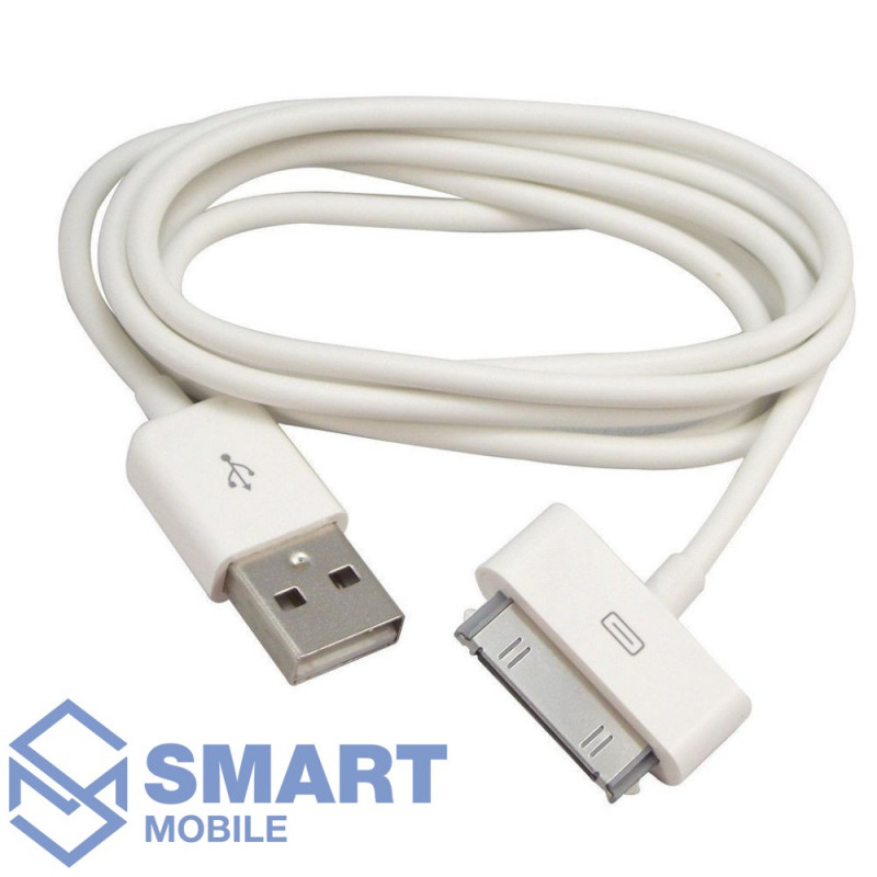 USB Кабель для iPhone 3G/3GS/4/4S/Pad 1м (белый) (тех.пак) 
