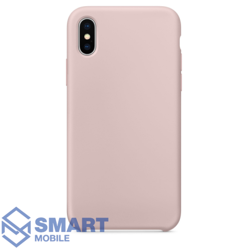 Чехол для iPhone X/XS "Silicone Case" (кремовый) с лого