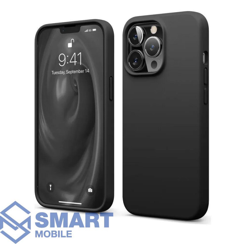 Чехол для iPhone 13 Pro Max "Silicone Case" (черный) с лого