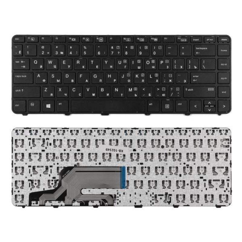 Клавиатура для ноутбука HP Probook 430 G3, 440 G3 Series. Плоский Enter. Черная, с рамкой. Русифицированная. PN: 811861-251, 811861-001.