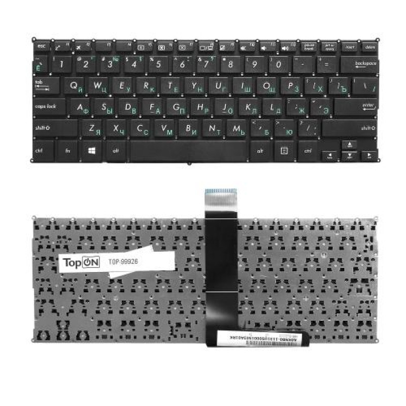 Клавиатура для ноутбука Asus X200CA, X200, X200L, X200LA, X200M, X200MA Series. Плоский Enter. Черная, без рамки. PN: 0KNB0-1123RU00