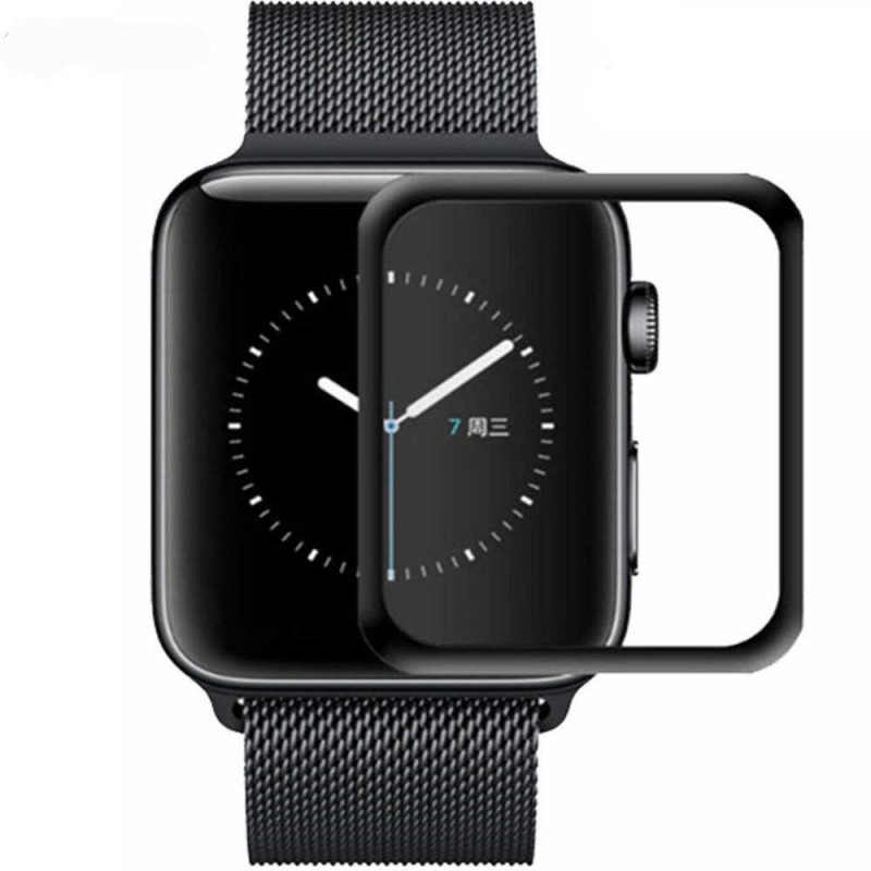 Защитное стекло для Apple Watch (42мм) (черный) (полное покрытие)