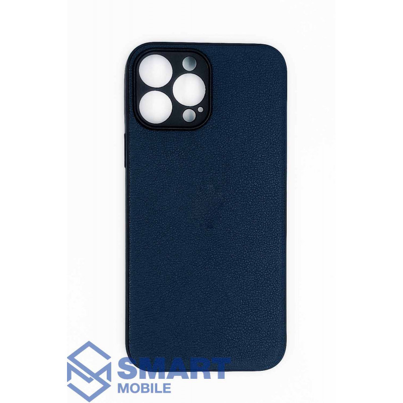 Чехол для iPhone 13 Pro Max под кожу, с защитой камеры (синий)