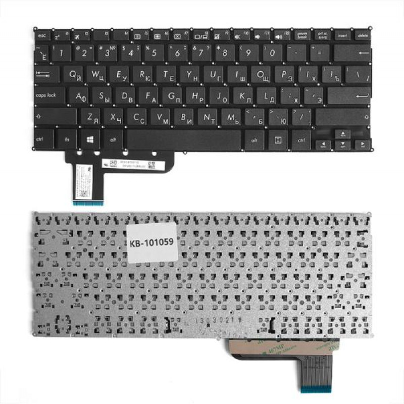 Клавиатура для ноутбука Asus T200, T200T Series. Плоский Enter. Черная, без рамки. PN: 90NB06I4-R31RU0