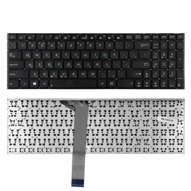 Клавиатура для ноутбука Asus K56, K56C, K550D Series. Плоский Enter. Черная, без рамки. PN: MP-12F53US-5283W