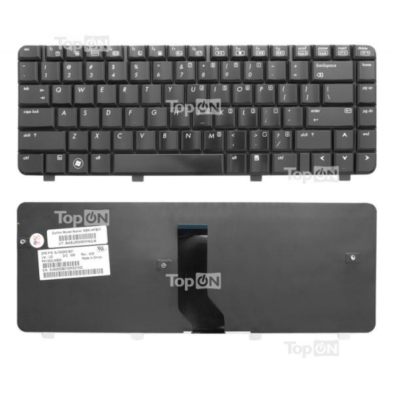 Клавиатура для ноутбука HP Pavilion DV4-1000, DV4-1050ER, DV4-1150ER, DV4-1210ER Series. Плоский Enter. Черная, без рамки. Русифицированная. PN: NSK-HFB0R, NSK-HFD0R, NSK-H550R, NSK-H570R.