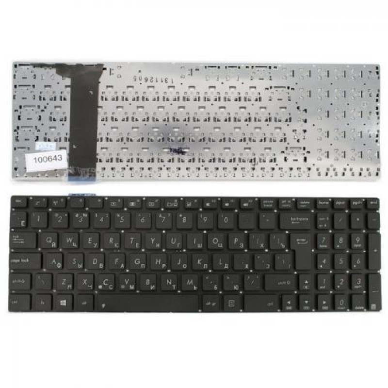 Клавиатура для ноутбука Asus G56, N56, N76 Series. Г-образный Enter. Черная, без рамки. PN: 9Z.N8BBQ.G0R