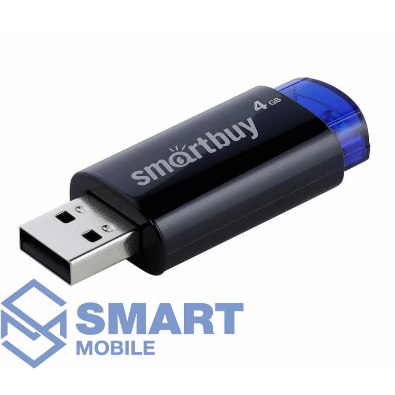 USB флеш-накопитель 4GB Smartbuy Click USB 2.0/3.0 (черный/синий) (SB4GBCL-B)