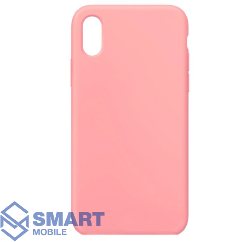 Чехол для iPhone X/XS "Silicone Case" (розовый) с лого