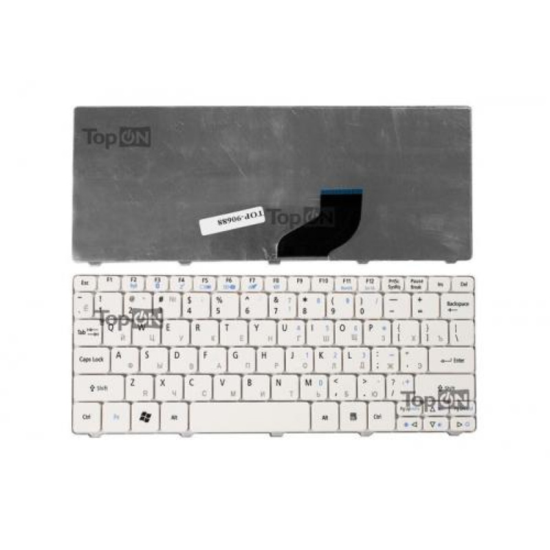 Клавиатура для ноутбука Acer Aspire One 532, 522, D255, D260 Series. Плоский Enter. Белая, без рамки. PN: 90.4GS07.C0R