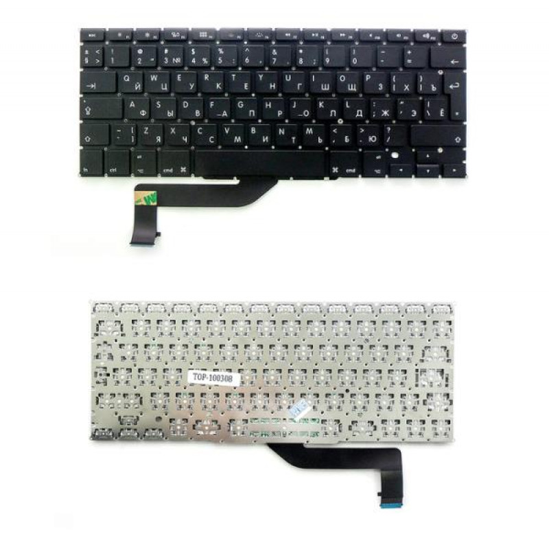 Клавиатура для ноутбука Apple MacBook Pro 15" A1398 Series. Г-образный Enter. Черная, без рамки. PN: A1398