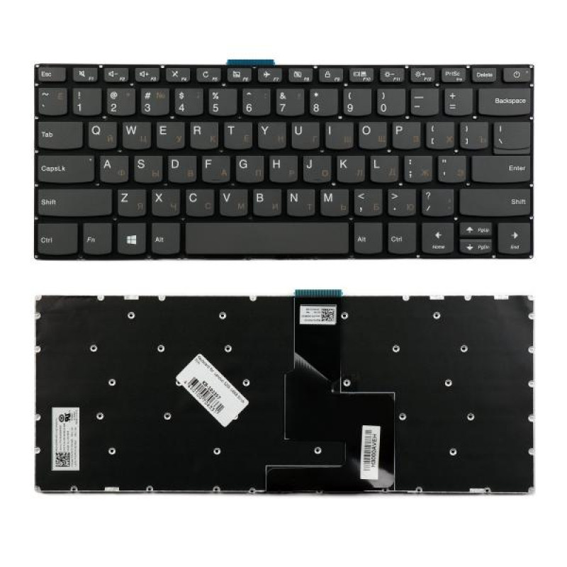 Клавиатура для ноутбука Lenovo IdeaPad 520S-14IKB Series. Плоский enter. Черная, без рамки. Руссифицированая. PN: SN20M61837. 