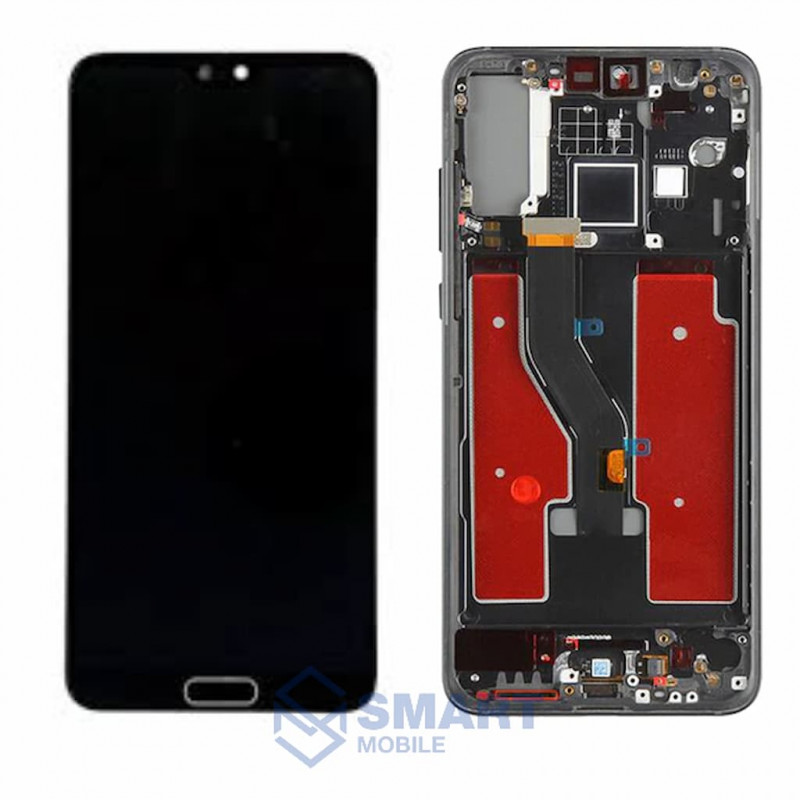 Дисплей для Huawei P20 Pro + тачскрин в рамке + отпечаток пальца (черный) (100% LCD)