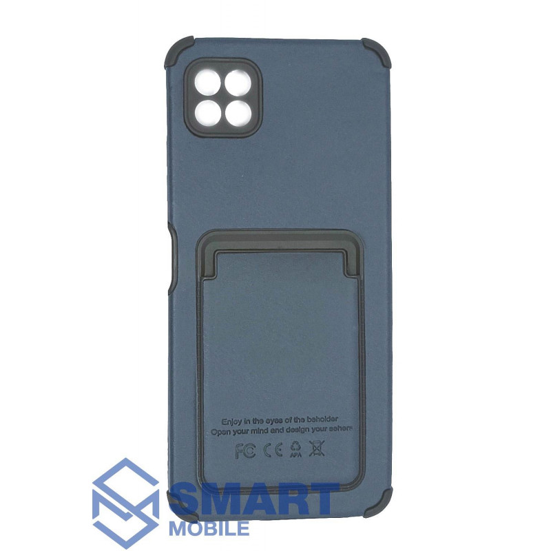 Чехол для Samsung Galaxy A226 A22s/A22 5G под кожу, с картхолдером (синий)