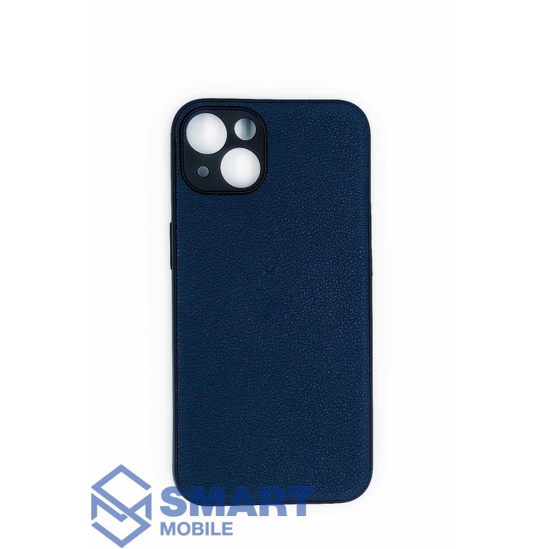 Чехол для iPhone 13 под кожу, с защитой камеры (синий)