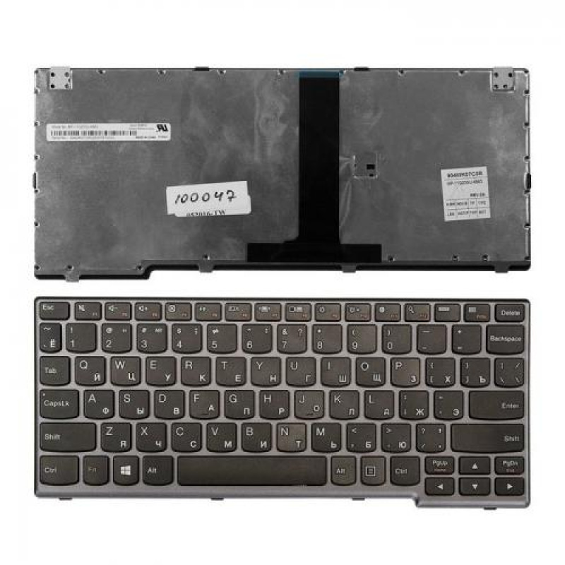 Клавиатура для ноутбука Lenovo IdeaTab s110, s206, s200, s205, s206 Series. Плоский Enter. Черная, с серой рамкой. Русифицированная. PN: T1A1-RU, 0KN0-ZS1RU13, 0KN0-ZS1UK13, 0KN0-ZS1US12, 0KN0-ZS1US13. 
