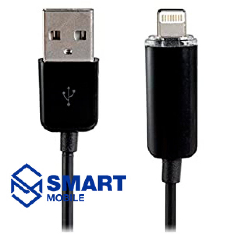 USB Кабель Lightning 1м KS-506 (LED) (черный)***