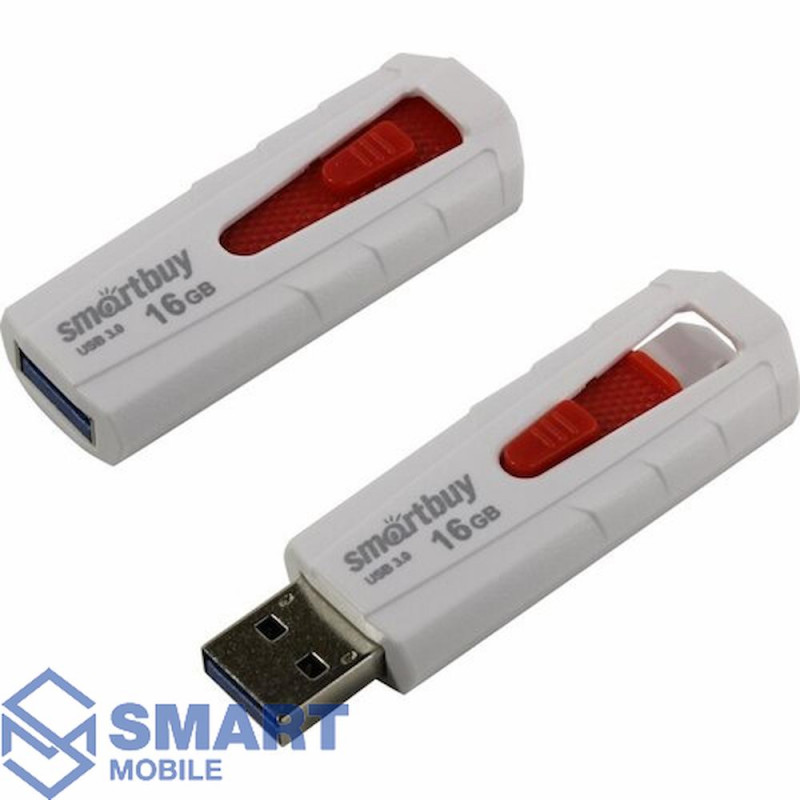 USB флеш-накопитель 16GB Smartbuy Iron USB 3.0 (белый/красный) (SB16GBIR-K3)