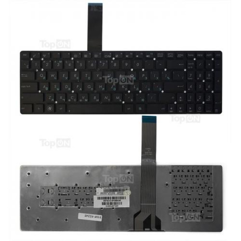 Клавиатура для ноутбука Asus K55, K55A, K55V K55VD, K55VM, K55VJ, A55, U57, K75VJ Series. Плоский Enter. Черная, без рамки. PN: NSK-UGR0R