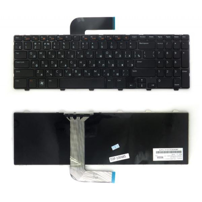 Клавиатура для ноутбука Dell Inspiron N5110, M5110, M511R Series. Плоский Enter. Черная, с черной рамкой. PN: NSK-DY0SW